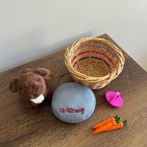 American Girl Julie’s Bunny Nutmeg With Basket Cushion & Carrots